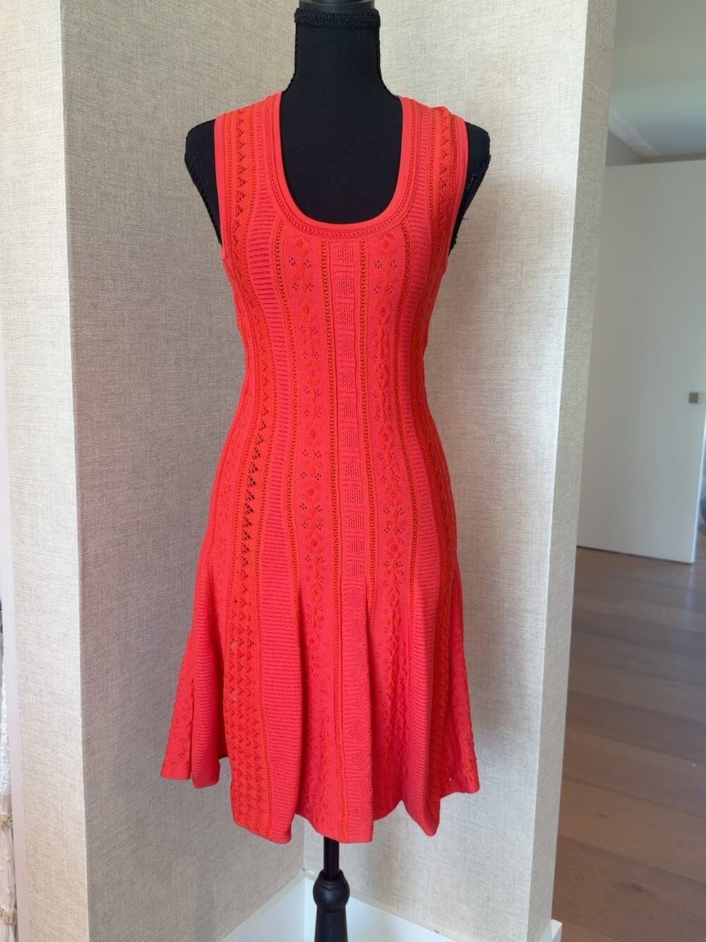 Roberto Cavalli Pointelle Knit Fit & Flare Dress IT42
